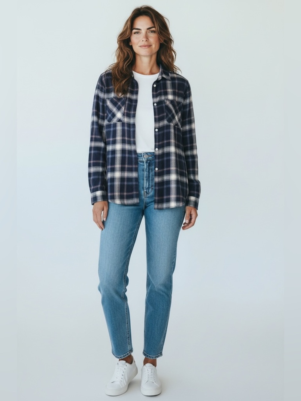 Mossimo Supply Co Women’s Plaid Button Front Top // Blue // XL